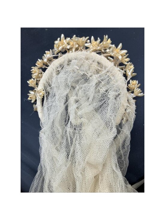 Edwardian - 20s Wax Orange Blossom Tiara Headband Veil 1910 Flapper Crown main image 7